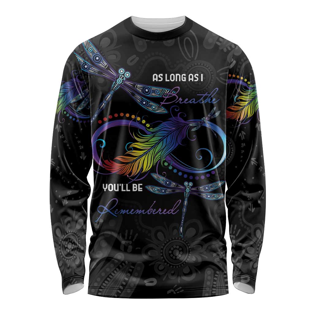 Personalised Australia Indigenous Memorial Long Sleeve Shirt As Long As I Breathe You'll Be Remembered