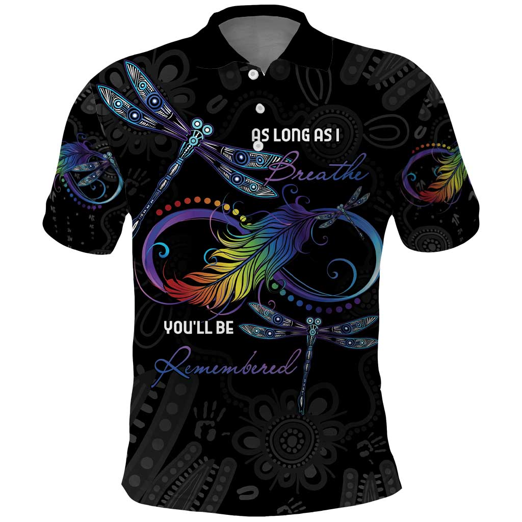 Personalised Australia Indigenous Memorial Polo Shirt As Long As I Breathe You'll Be Remembered