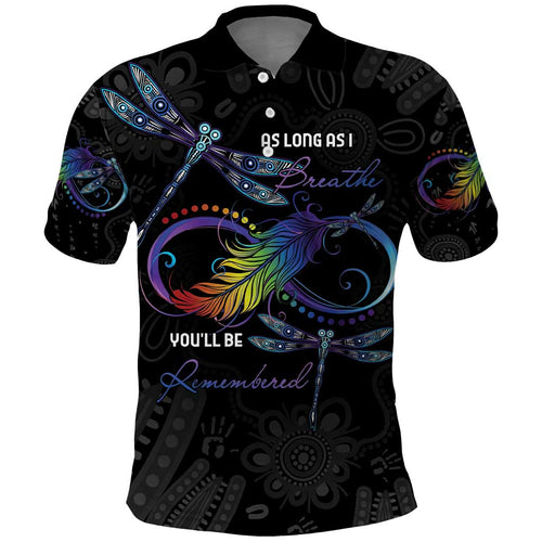 Personalised Australia Indigenous Memorial Polo Shirt As Long As I Breathe You'll Be Remembered
