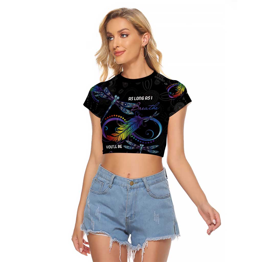 Personalised Australia Indigenous Memorial Raglan Cropped T Shirt As Long As I Breathe You'll Be Remembered
