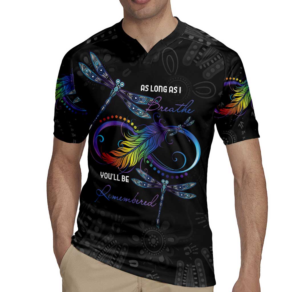 Personalised Australia Indigenous Memorial Rugby Jersey As Long As I Breathe You'll Be Remembered