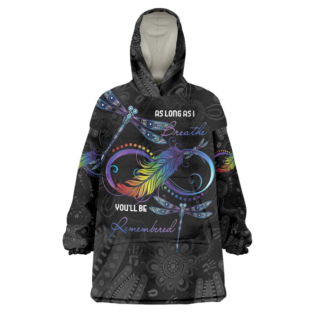 Personalised Australia Indigenous Memorial Wearable Blanket Hoodie As Long As I Breathe You'll Be Remembered