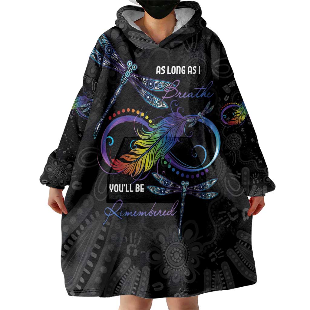Personalised Australia Indigenous Memorial Wearable Blanket Hoodie As Long As I Breathe You'll Be Remembered