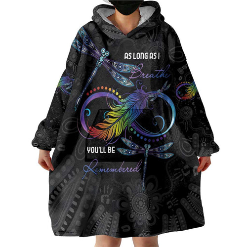 Personalised Australia Indigenous Memorial Wearable Blanket Hoodie As Long As I Breathe You'll Be Remembered