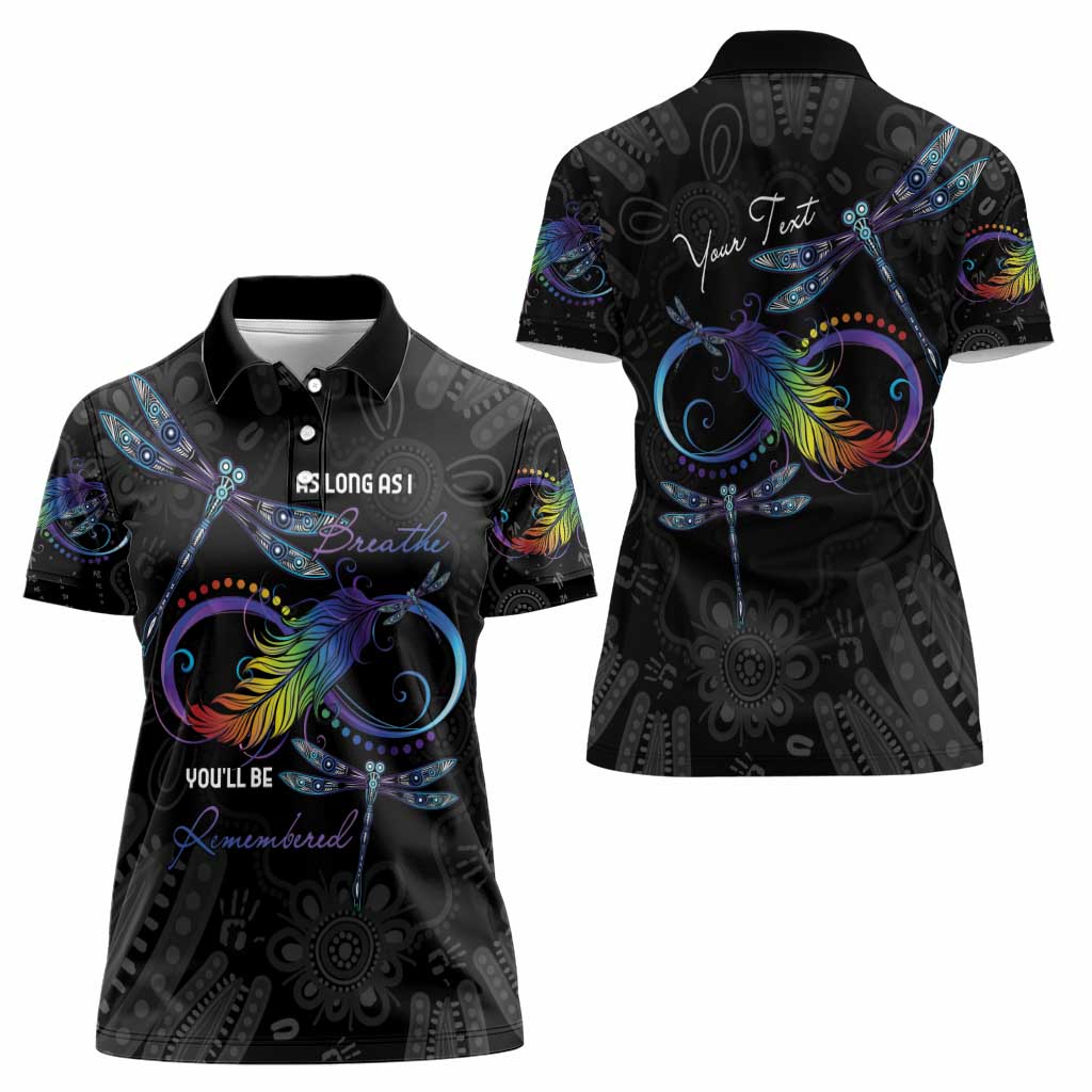 Personalised Australia Indigenous Memorial Women Polo Shirt As Long As I Breathe You'll Be Remembered