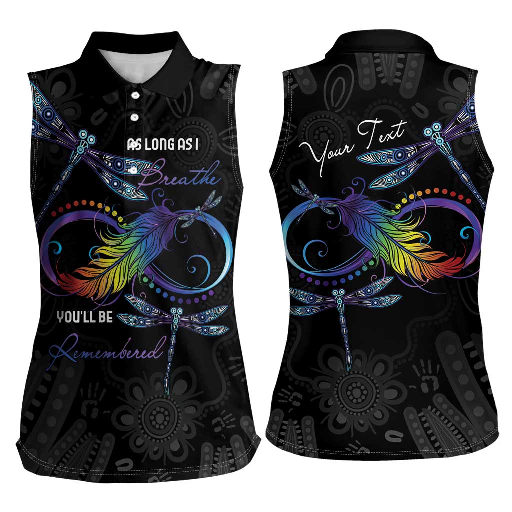 Personalised Australia Indigenous Memorial Women Sleeveless Polo Shirt As Long As I Breathe You'll Be Remembered