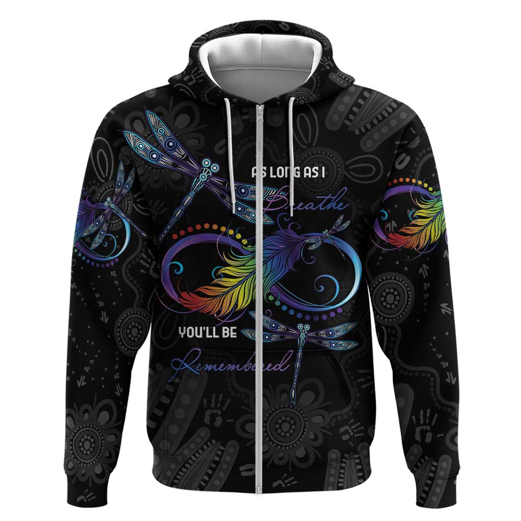 Personalised Australia Indigenous Memorial Zip Hoodie As Long As I Breathe You'll Be Remembered