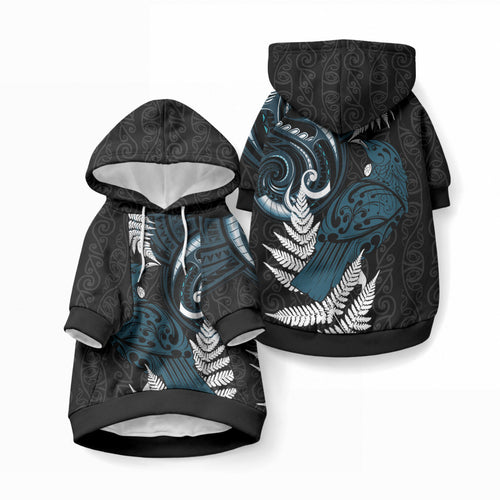 New Zealand Tui Bird Pet Hoodie Maori Kowhaiwhai