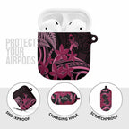 Aotearoa Maori AirPods Case Pink Fern Ribbons on Black - Aussie Hoodie