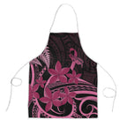 Aotearoa Maori Apron Pink Fern Ribbons on Black - Aussie Hoodie