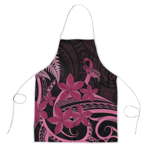 Aotearoa Maori Apron Pink Fern Ribbons on Black - Aussie Hoodie