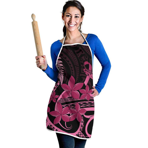 Aotearoa Maori Apron Pink Fern Ribbons on Black - Aussie Hoodie