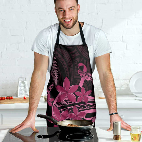 Aotearoa Maori Apron Pink Fern Ribbons on Black - Aussie Hoodie