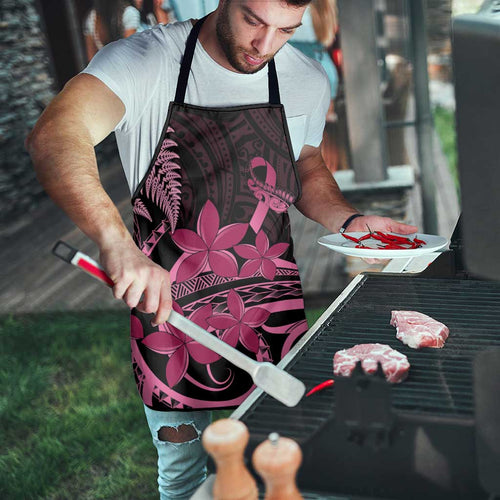 Aotearoa Maori Apron Pink Fern Ribbons on Black - Aussie Hoodie