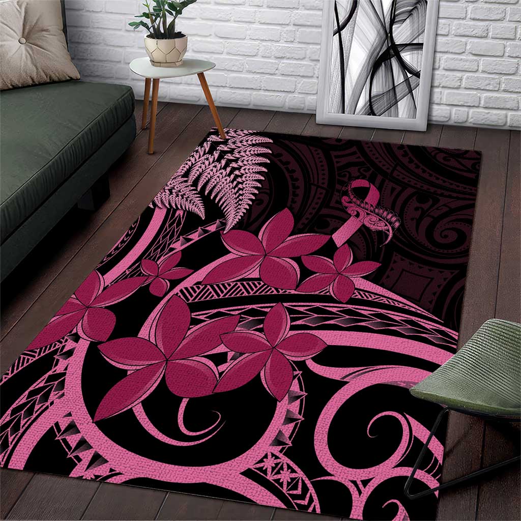 Aotearoa Maori Area Rug Pink Fern Ribbons on Black - Aussie Hoodie