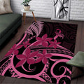 Aotearoa Maori Area Rug Pink Fern Ribbons on Black - Aussie Hoodie