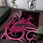 Aotearoa Maori Area Rug Pink Fern Ribbons on Black - Aussie Hoodie