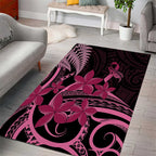 Aotearoa Maori Area Rug Pink Fern Ribbons on Black - Aussie Hoodie