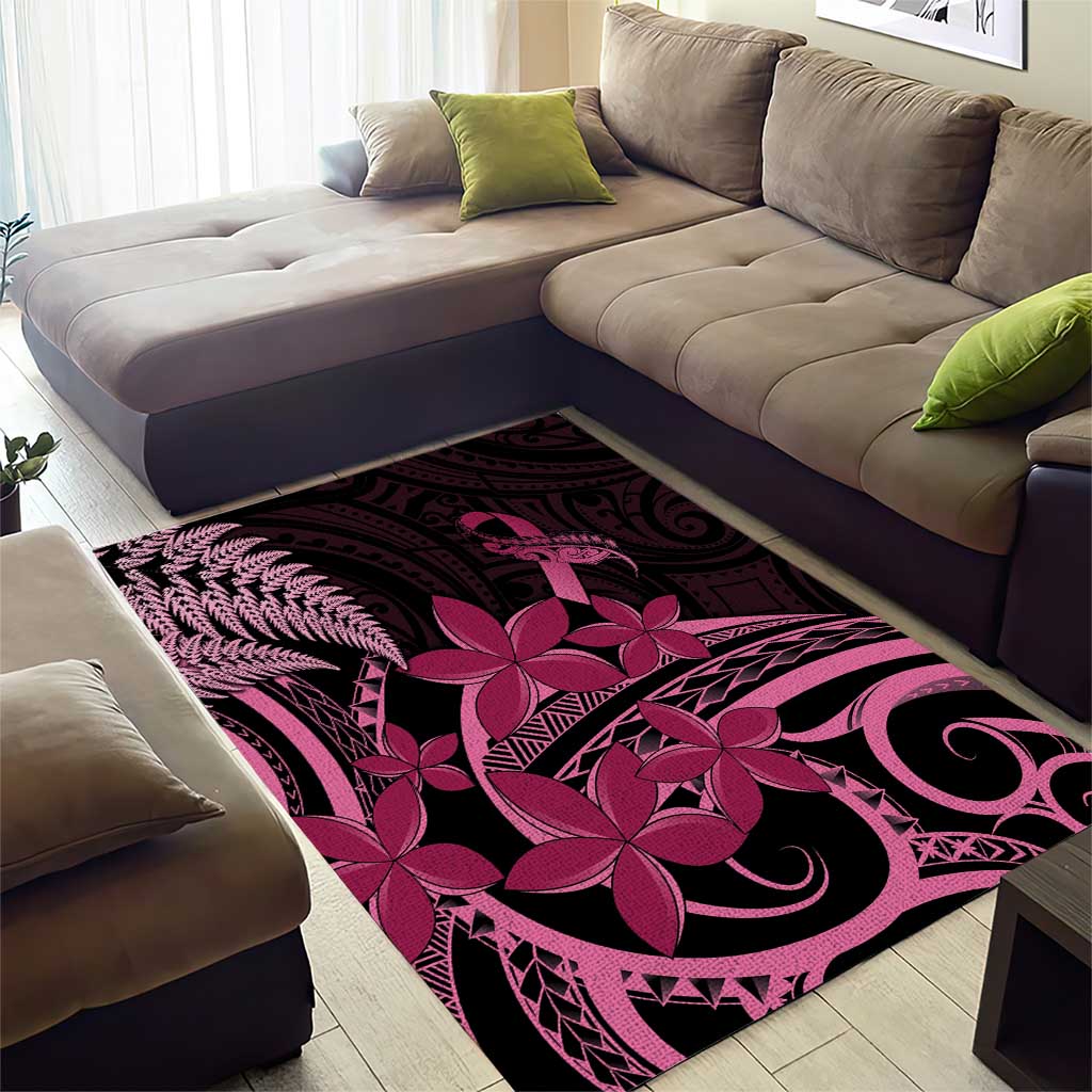 Aotearoa Maori Area Rug Pink Fern Ribbons on Black - Aussie Hoodie