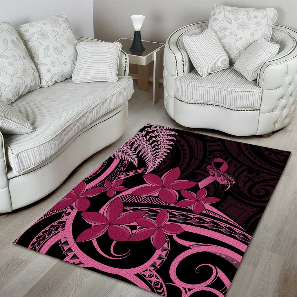 Aotearoa Maori Area Rug Pink Fern Ribbons on Black - Aussie Hoodie