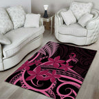 Aotearoa Maori Area Rug Pink Fern Ribbons on Black - Aussie Hoodie