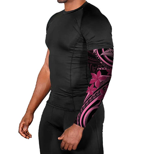 Aotearoa Maori Arm Sleeves Pink Fern Ribbons on Black - Aussie Hoodie