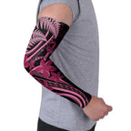 Aotearoa Maori Arm Sleeves Pink Fern Ribbons on Black - Aussie Hoodie