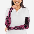 Aotearoa Maori Arm Sleeves Pink Fern Ribbons on Black - Aussie Hoodie