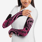 Aotearoa Maori Arm Sleeves Pink Fern Ribbons on Black - Aussie Hoodie