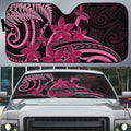 Aotearoa Maori Auto Sun Shade Pink Fern Ribbons on Black - Aussie Hoodie