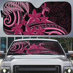 Aotearoa Maori Auto Sun Shade Pink Fern Ribbons on Black - Aussie Hoodie
