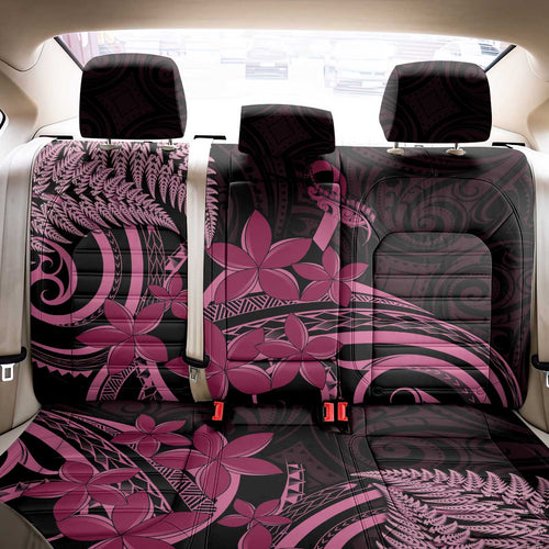 Aotearoa Maori Back Car Seat Cover Pink Fern Ribbons on Black - Aussie Hoodie