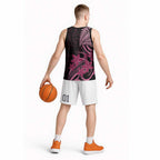 Aotearoa Maori Basketball Jersey Pink Fern Ribbons on Black - Aussie Hoodie