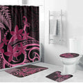 Aotearoa Maori Bathroom Set Pink Fern Ribbons on Black - Aussie Hoodie