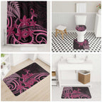 Aotearoa Maori Bathroom Set Pink Fern Ribbons on Black - Aussie Hoodie