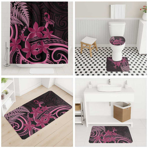 Aotearoa Maori Bathroom Set Pink Fern Ribbons on Black - Aussie Hoodie