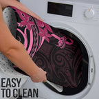 Aotearoa Maori Bathroom Set Pink Fern Ribbons on Black - Aussie Hoodie