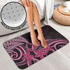 Aotearoa Maori Bathroom Set Pink Fern Ribbons on Black - Aussie Hoodie