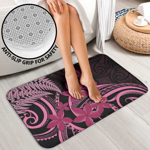 Aotearoa Maori Bathroom Set Pink Fern Ribbons on Black - Aussie Hoodie