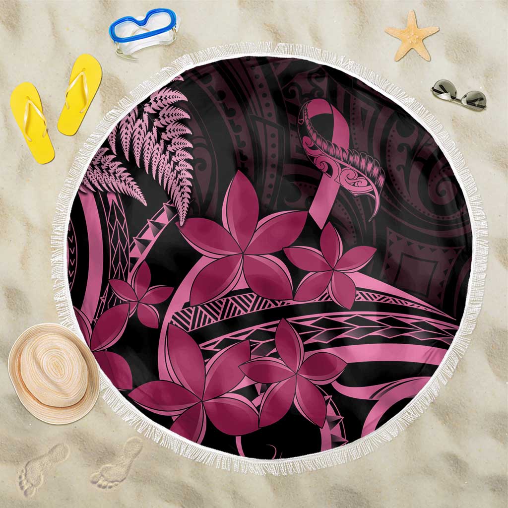 Aotearoa Maori Beach Blanket Pink Fern Ribbons on Black - Aussie Hoodie
