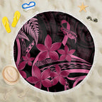 Aotearoa Maori Beach Blanket Pink Fern Ribbons on Black - Aussie Hoodie