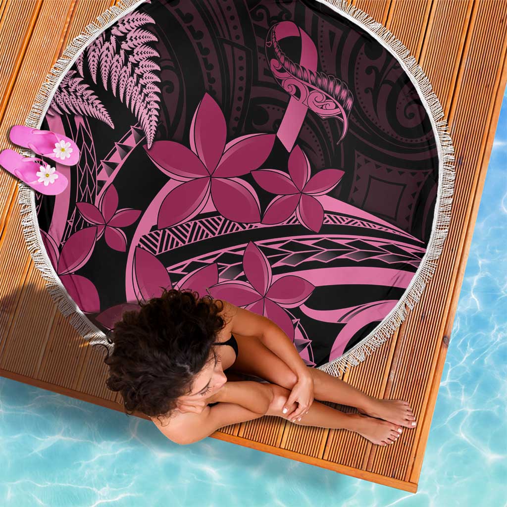 Aotearoa Maori Beach Blanket Pink Fern Ribbons on Black - Aussie Hoodie
