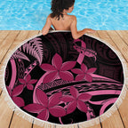 Aotearoa Maori Beach Blanket Pink Fern Ribbons on Black - Aussie Hoodie