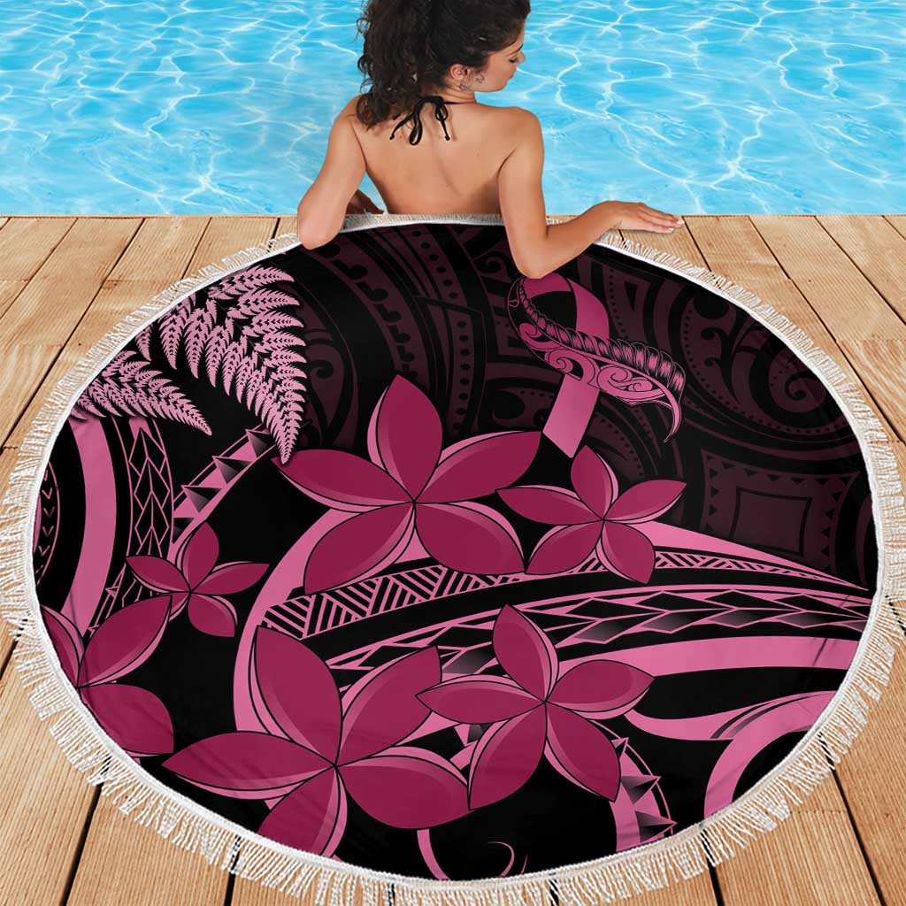 Aotearoa Maori Beach Blanket Pink Fern Ribbons on Black - Aussie Hoodie