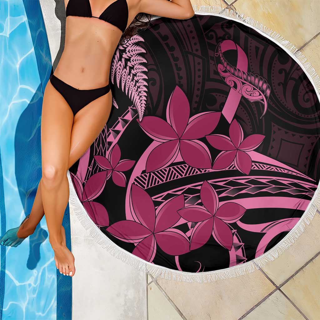 Aotearoa Maori Beach Blanket Pink Fern Ribbons on Black - Aussie Hoodie