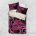 Aotearoa Maori Bedding Set Pink Fern Ribbons on Black - Aussie Hoodie