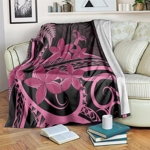 Aotearoa Maori Blanket Pink Fern Ribbons on Black - Aussie Hoodie