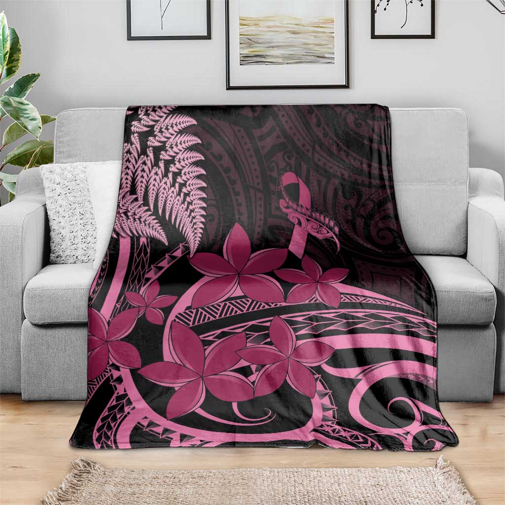 Aotearoa Maori Blanket Pink Fern Ribbons on Black - Aussie Hoodie