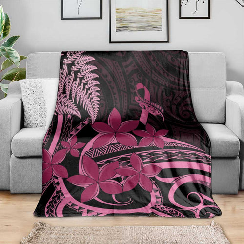 Aotearoa Maori Blanket Pink Fern Ribbons on Black - Aussie Hoodie