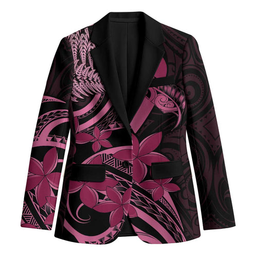 Aotearoa Maori Blazer Pink Fern Ribbons on Black - Aussie Hoodie